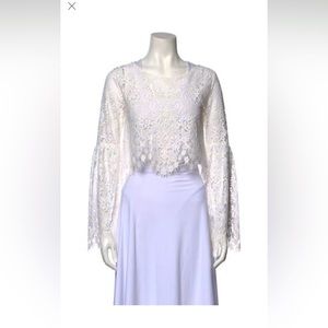 For Love and Lemons Vika lace crop top - small